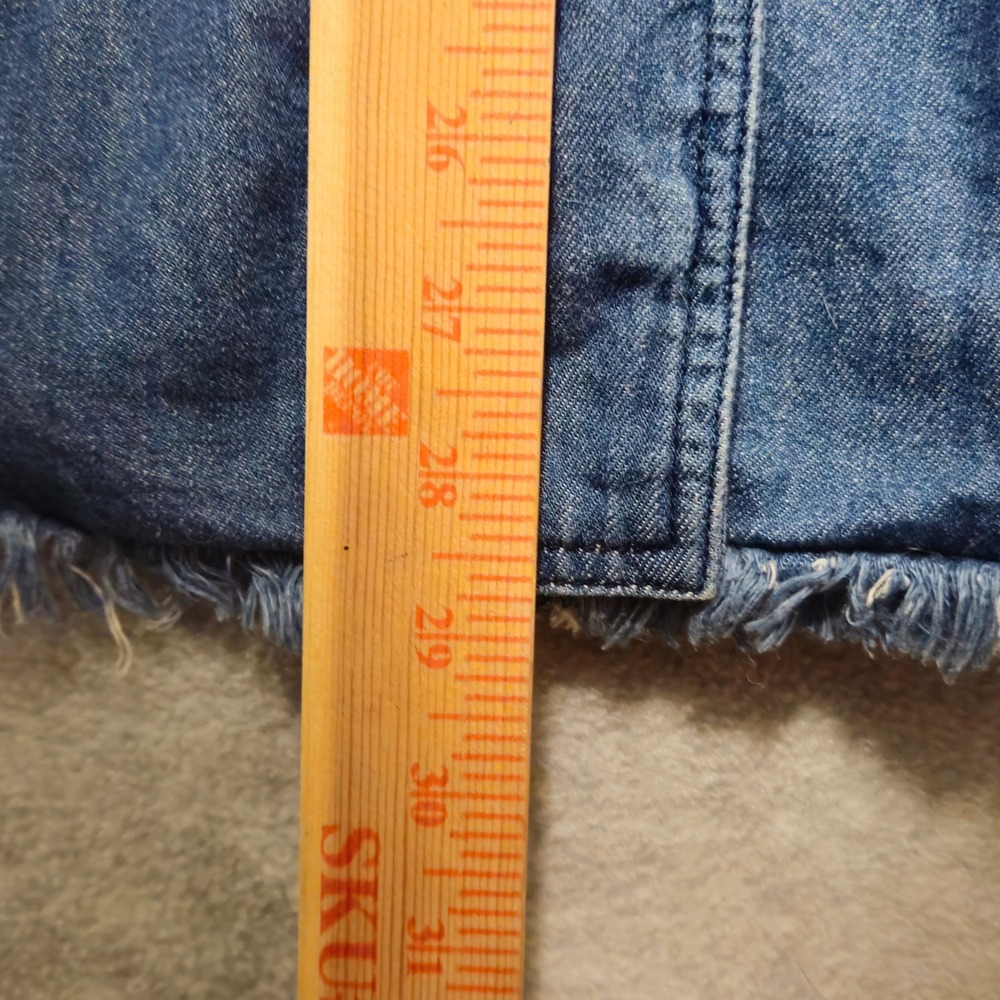 Life in Progress Denim Hooded Utility Jacket Womens Small Blue Frayed Hem Button - Picture 7 of 7